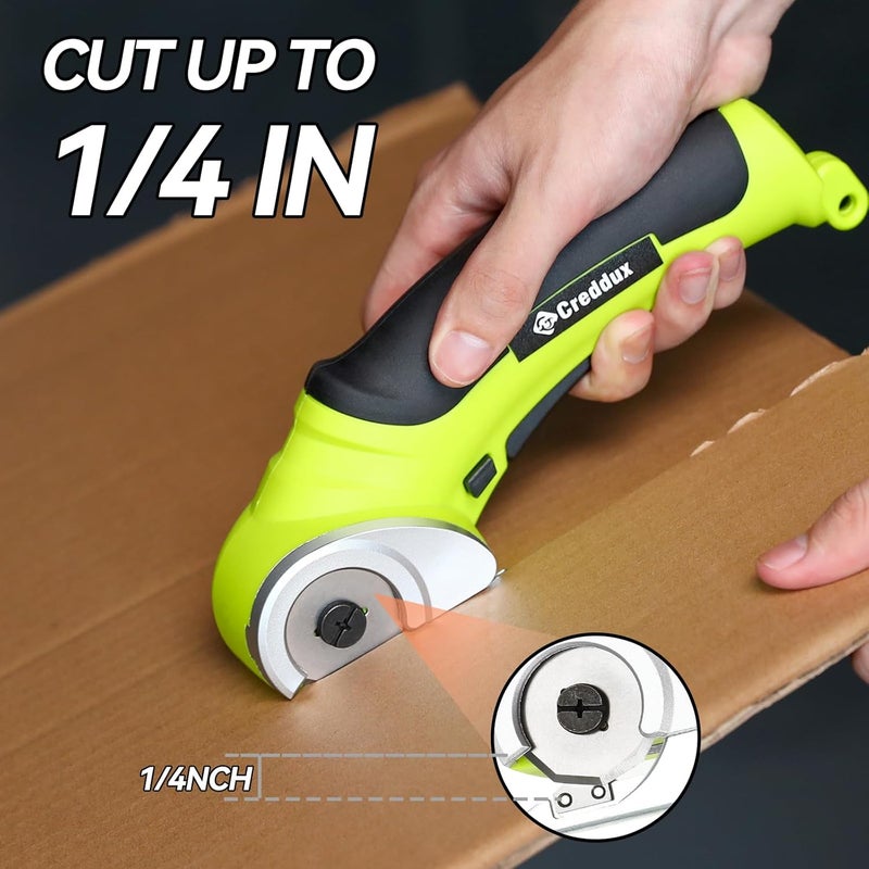 Creddux Cordless Electric Scissors, 4.2V Cardboard Cutter Tool for Cardboard Carpet Leather Packages Plastic with Rechargeable Battery Green - Image 3